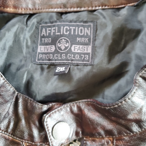 Affliction American Customs Motor Sports Leather Jacket, Sz 2XL - Picture 7 of 8